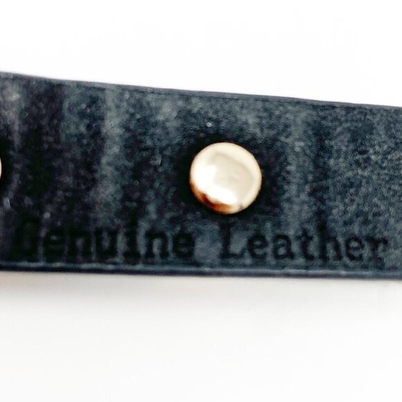 CARA NY | Gold Studded Black Leather Cuff - Picture 8 of 8